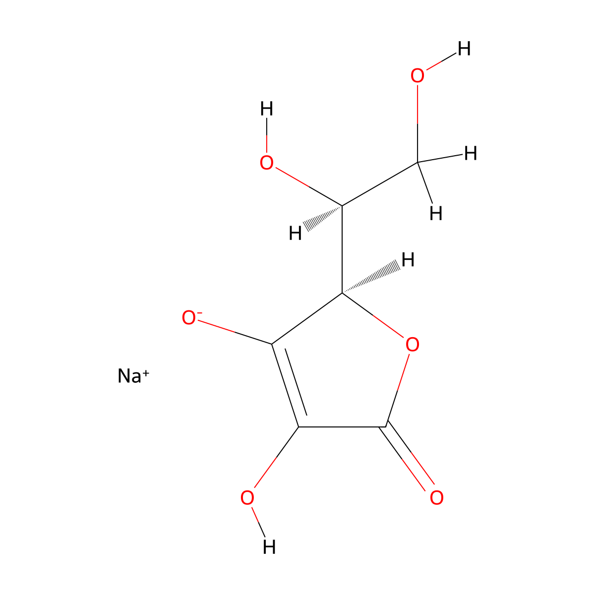 Sodium Ascorbate molecular structure, CAS 134-03-2