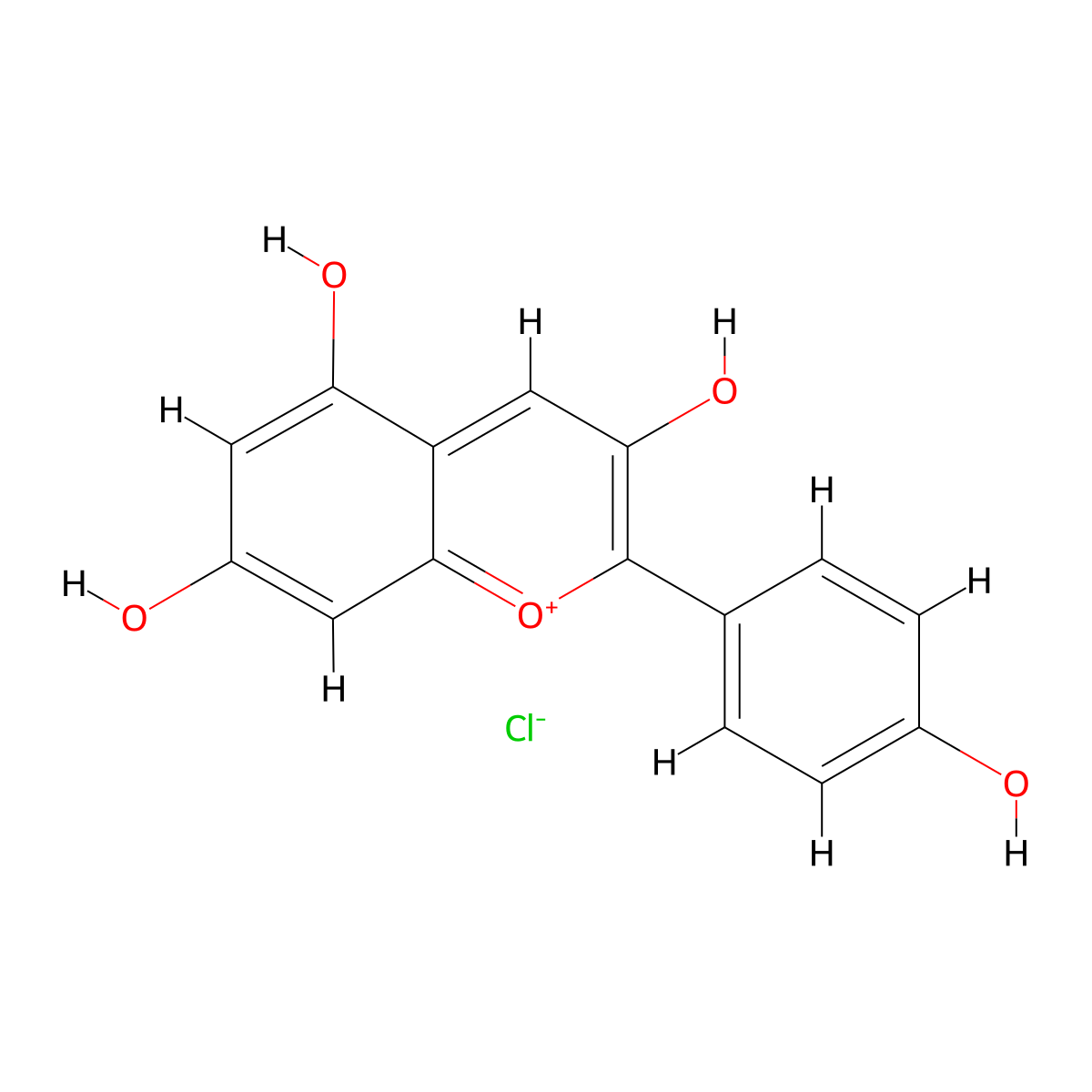 Pelargonidin Chloride molecular structure, CAS 134-04-3