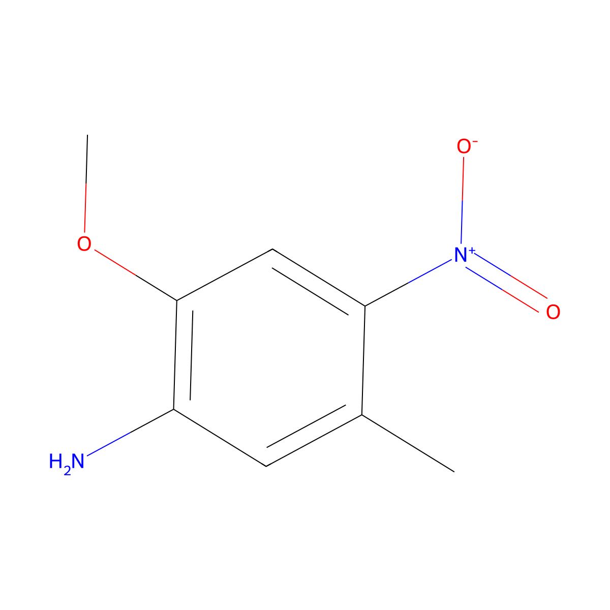 2-Methoxy-5-methyl-4-nitrobenzenamine molecular structure, CAS 134-19-0