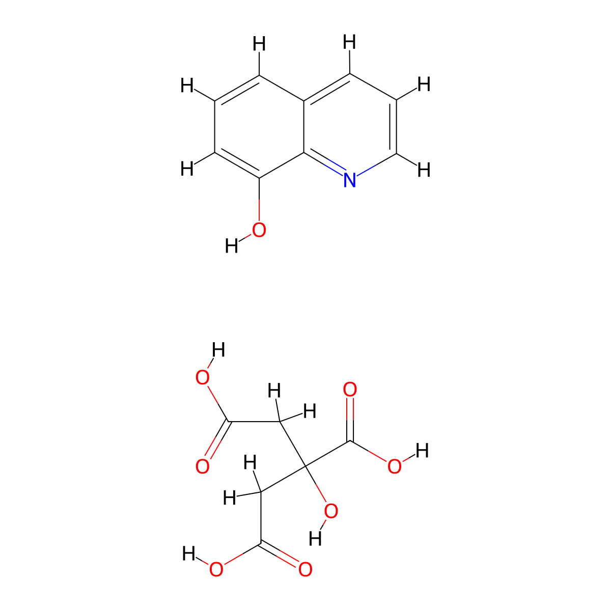8-Hydroxyquinoline citrate molecular structure, CAS 134-30-5