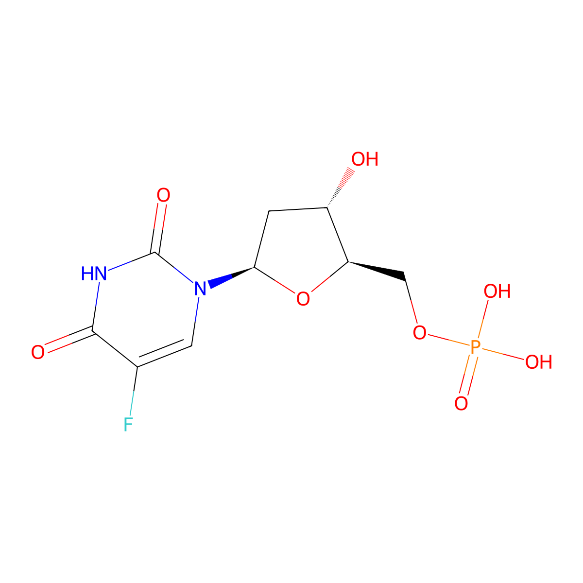 5-Fluorodeoxyuridine monophosphate molecular structure, CAS 134-46-3