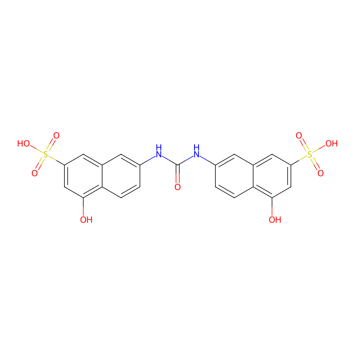 4,4'-Dihydroxy-7,7'-ureylenedi(naphthalene-2-sulphonic acid) molecular structure, CAS 134-47-4