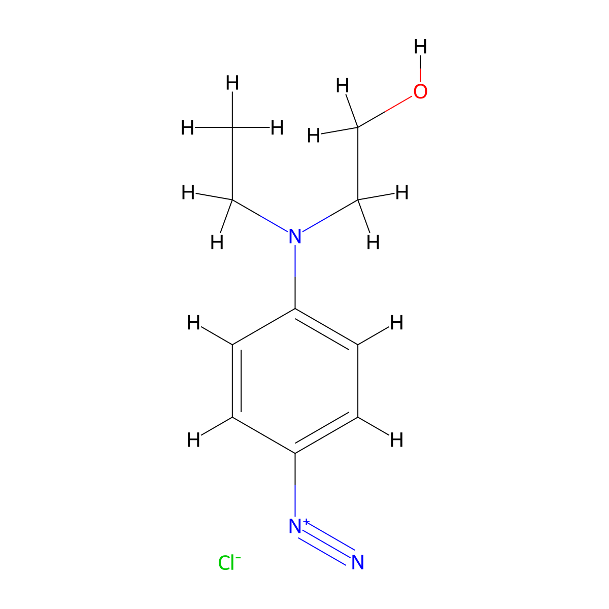Benzenediazonium, 4-[ethyl(2-hydroxyethyl)amino]-, chloride (1:1) molecular structure, CAS 134-94-1