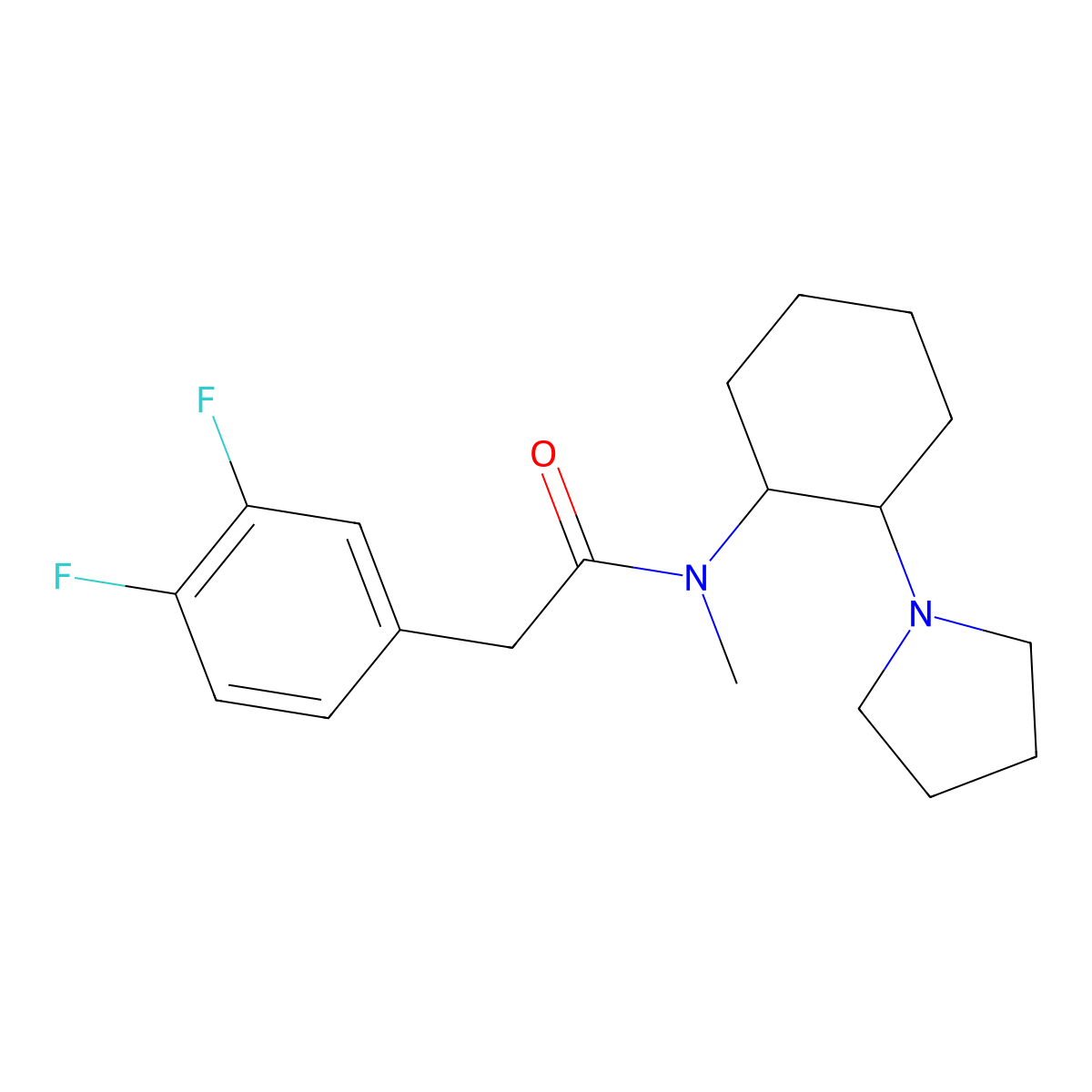rel-3,4-Difluoro-N-methyl-N-[(1R,2R)-2-(1-pyrrolidinyl)cyclohexyl]benzeneacetamide molecular structure, CAS 1340021-69-3