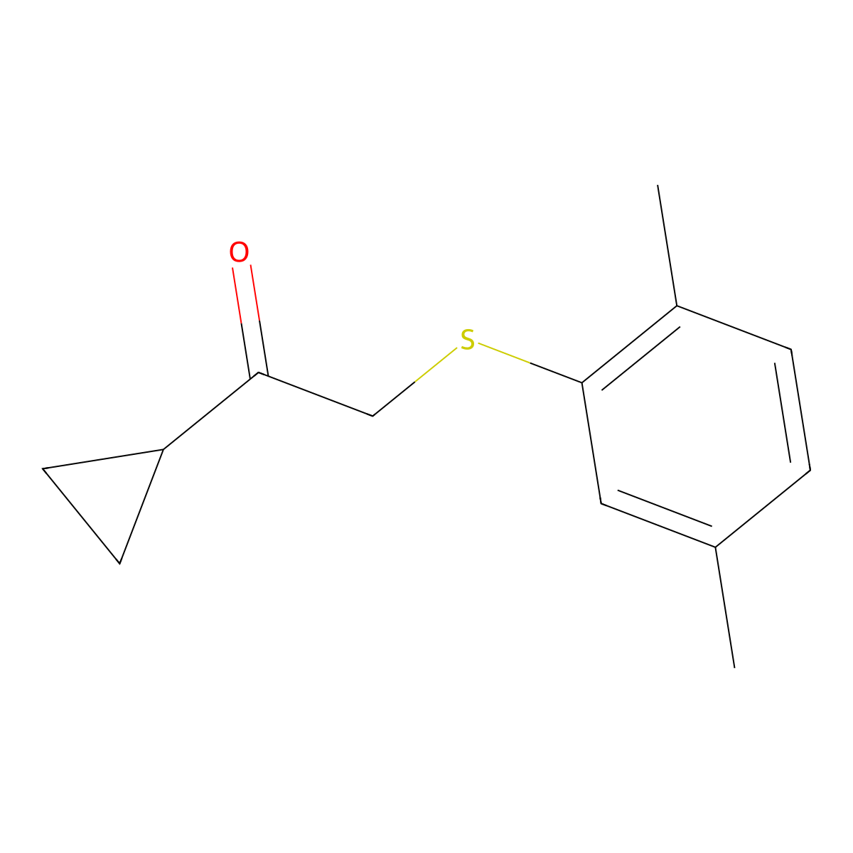 1-Cyclopropyl-2-((2,5-dimethylphenyl)thio)ethan-1-one molecular structure, CAS 1340024-13-6