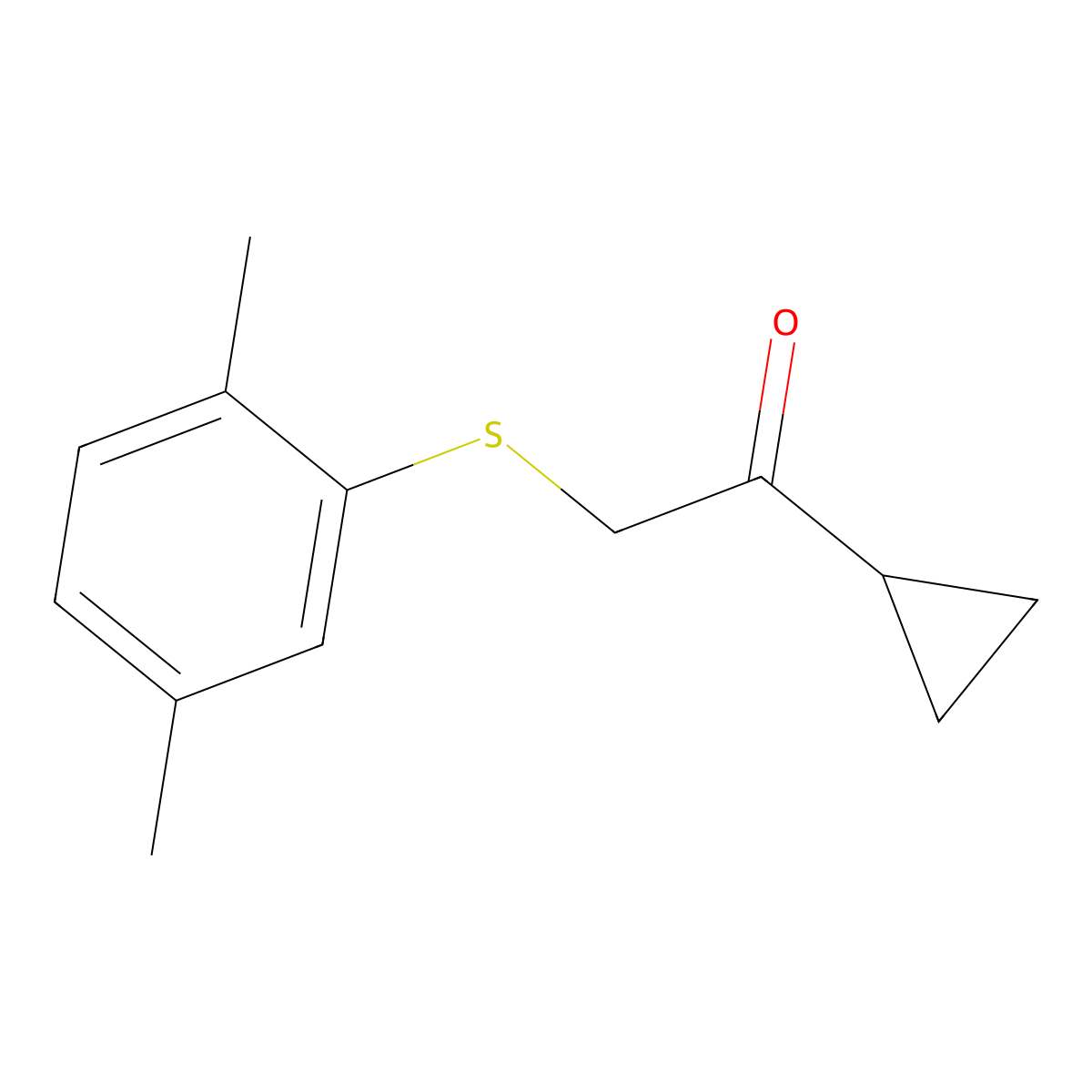 1-Cyclopropyl-2-((2,5-dimethylphenyl)thio)ethan-1-one molecular structure, CAS 1340024-13-6