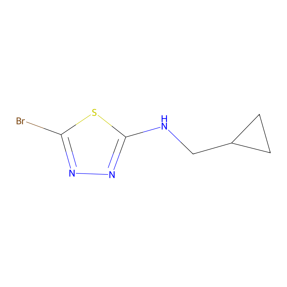 5-bromo-N-(cyclopropylmethyl)-1,3,4-thiadiazol-2-amine molecular structure, CAS 1340028-47-8