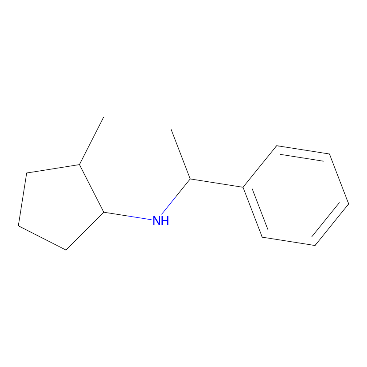 2-methyl-N-(1-phenylethyl)cyclopentan-1-amine molecular structure, CAS 1340028-70-7
