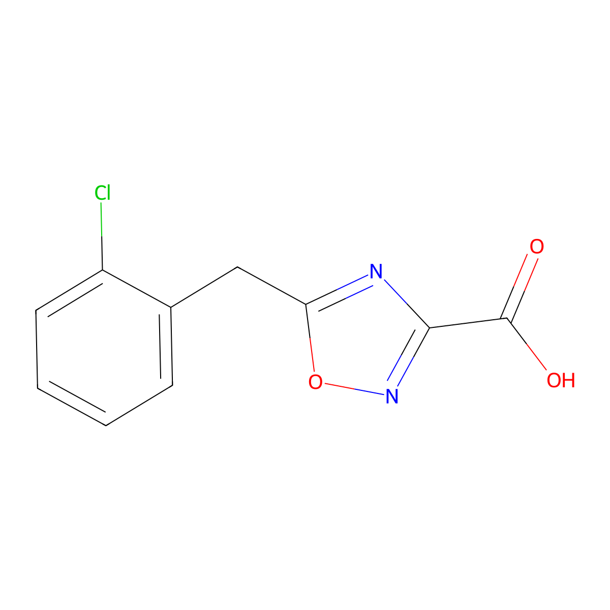 5-(2-Chlorobenzyl)-1,2,4-oxadiazole-3-carboxylic acid molecular structure, CAS 1340029-78-8