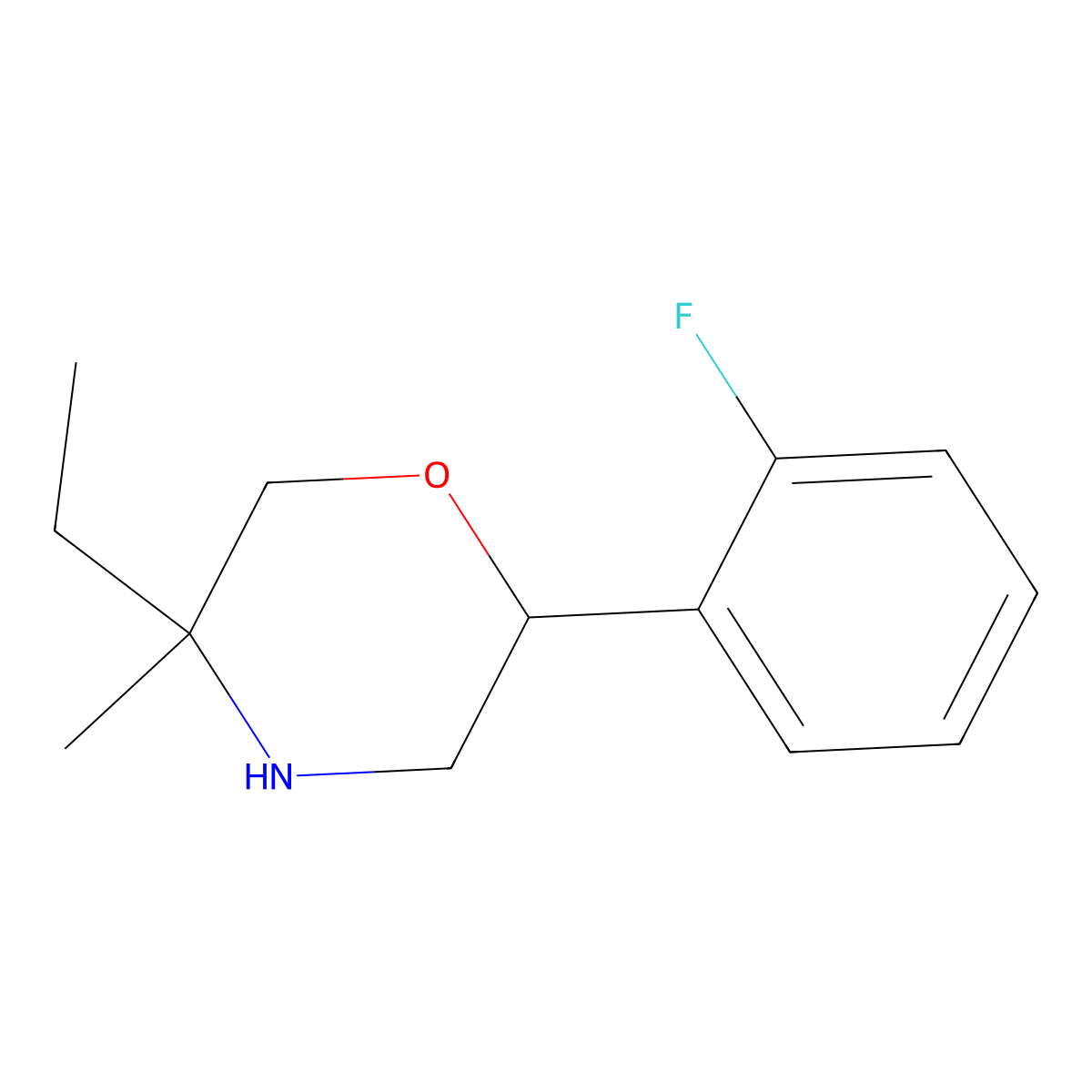 5-Ethyl-2-(2-fluorophenyl)-5-methylmorpholine molecular structure, CAS 1340030-51-4