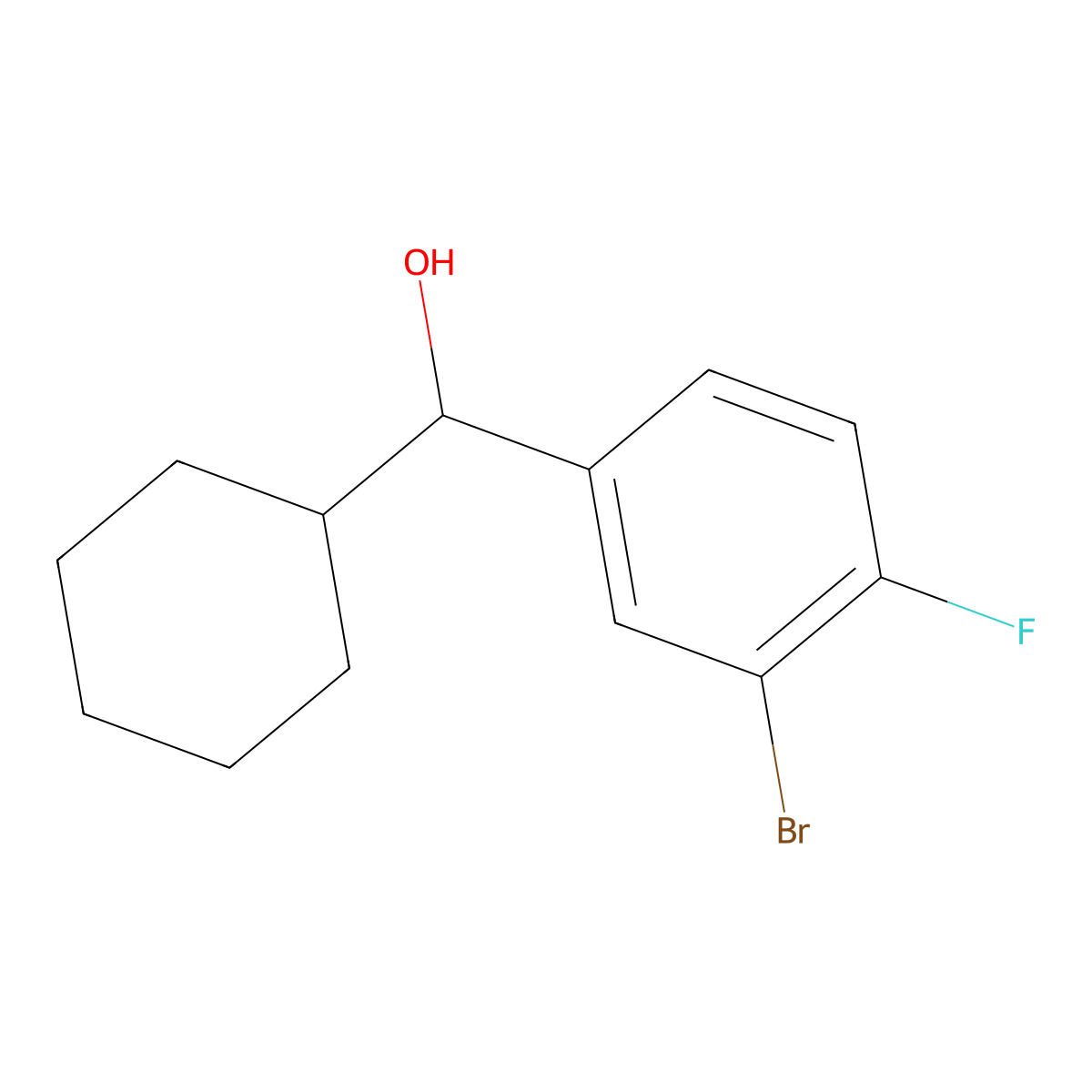 (3-Bromo-4-fluorophenyl)(cyclohexyl)methanol molecular structure, CAS 1340035-55-3