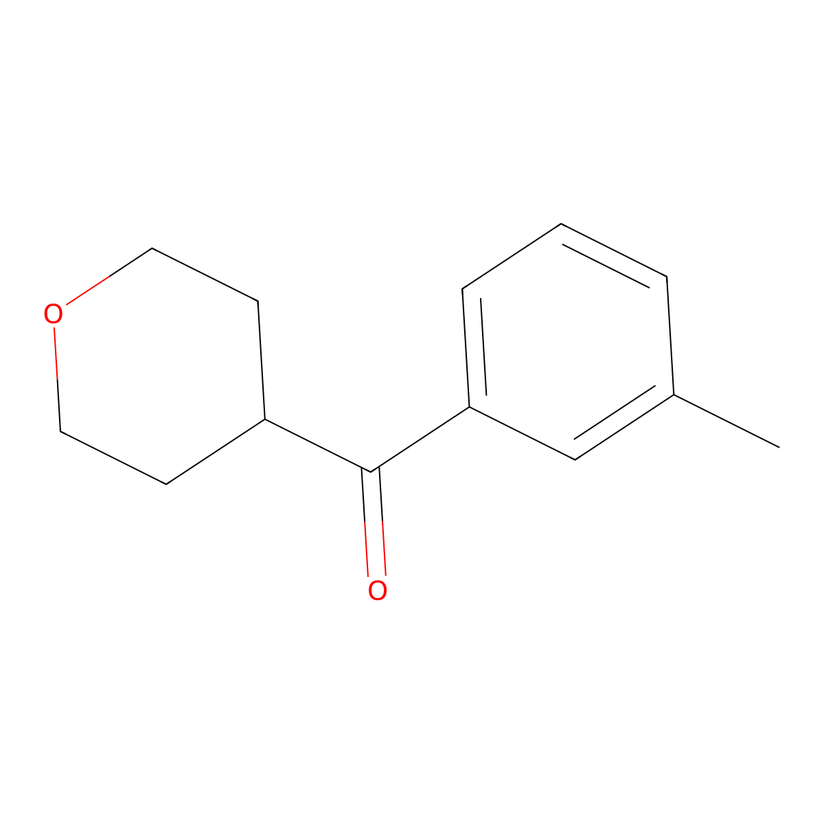 (3-Methylphenyl)(tetrahydro-2H-pyran-4-yl)methanone molecular structure, CAS 1340036-79-4