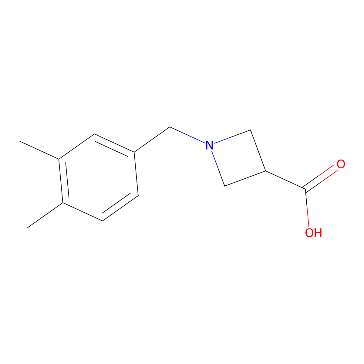 1-[(3,4-Dimethylphenyl)methyl]azetidine-3-carboxylic acid molecular structure, CAS 1340038-23-4
