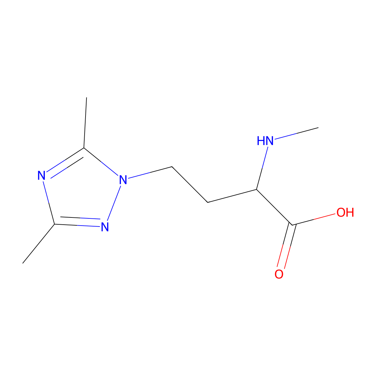 4-(dimethyl-1H-1,2,4-triazol-1-yl)-2-(methylamino)butanoic acid molecular structure, CAS 1340040-79-0