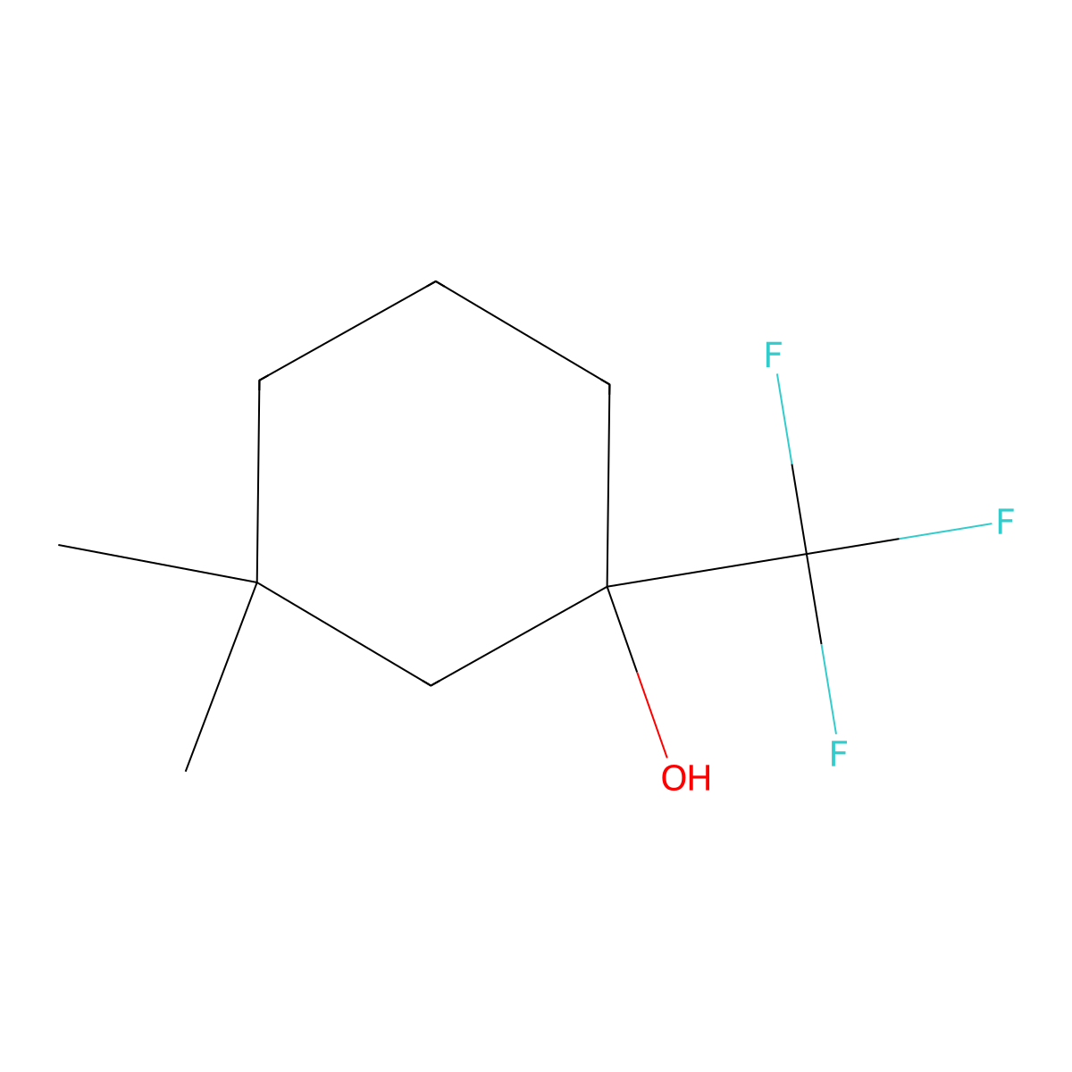 3,3-Dimethyl-1-(trifluoromethyl)cyclohexan-1-ol molecular structure, CAS 1340042-14-9