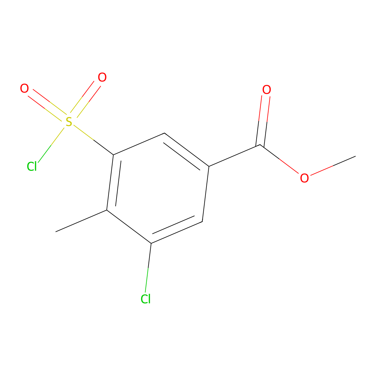 Methyl 3-chloro-5-(chlorosulfonyl)-4-methylbenzoate molecular structure, CAS 1340043-46-0