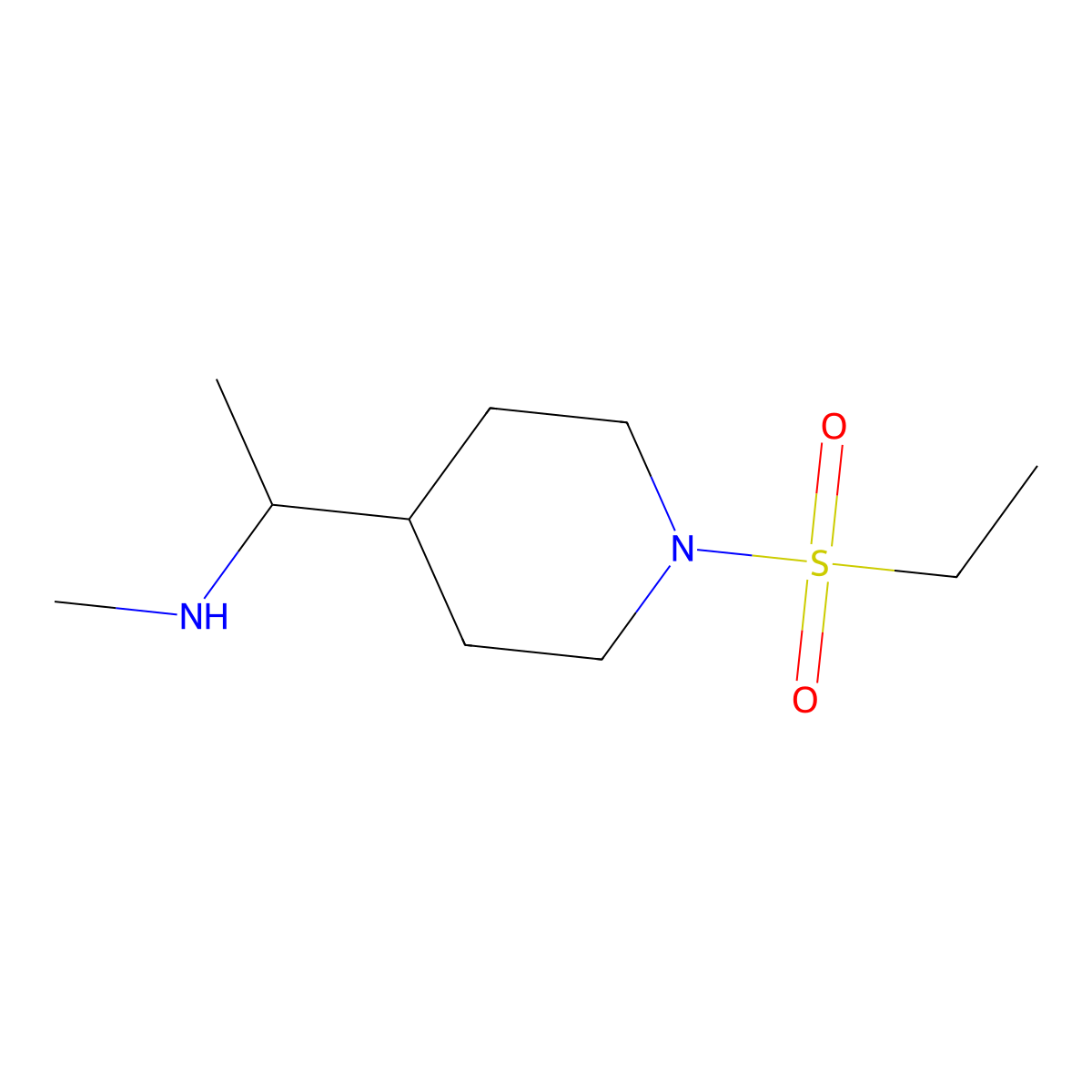 {1-[1-(Ethanesulfonyl)piperidin-4-yl]ethyl}(methyl)amine molecular structure, CAS 1340043-76-6