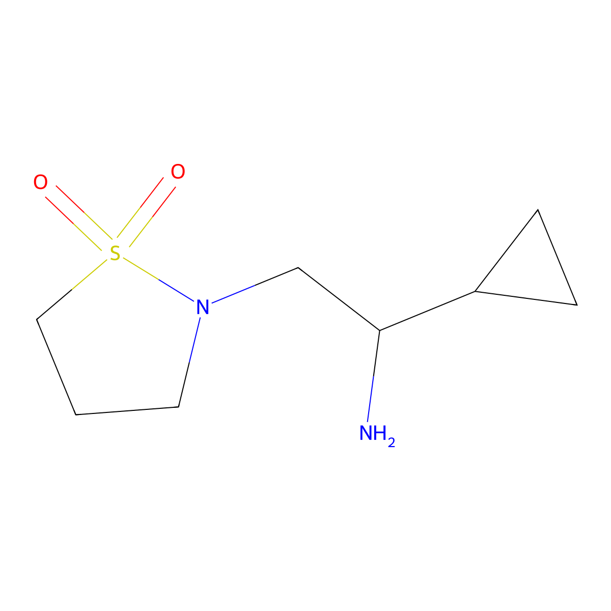 2-(2-Amino-2-cyclopropylethyl)-1lambda6,2-thiazolidine-1,1-dione molecular structure, CAS 1340044-29-2