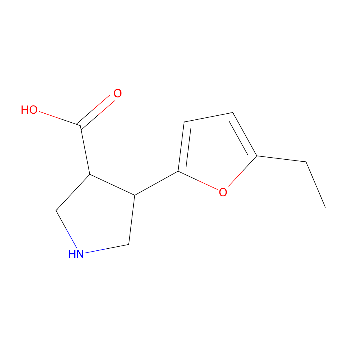 4-(5-Ethylfuran-2-yl)pyrrolidine-3-carboxylic acid molecular structure, CAS 1340045-66-0