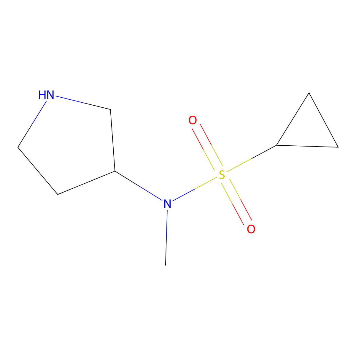 N-methyl-N-(pyrrolidin-3-yl)cyclopropanesulfonamide molecular structure, CAS 1340053-51-1