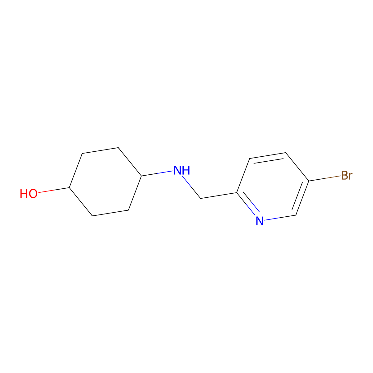 4-{[(5-Bromopyridin-2-yl)methyl]amino}cyclohexan-1-ol molecular structure, CAS 1340054-24-1