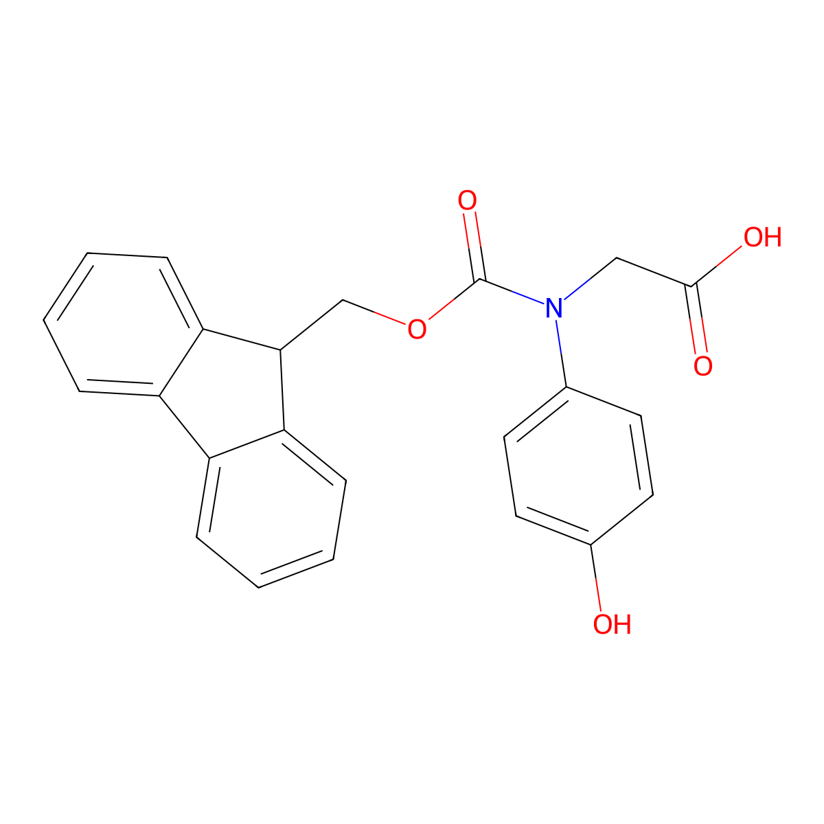 2-({[(9H-fluoren-9-yl)methoxy]carbonyl}(4-hydroxyphenyl)amino)acetic acid molecular structure, CAS 1340056-48-5