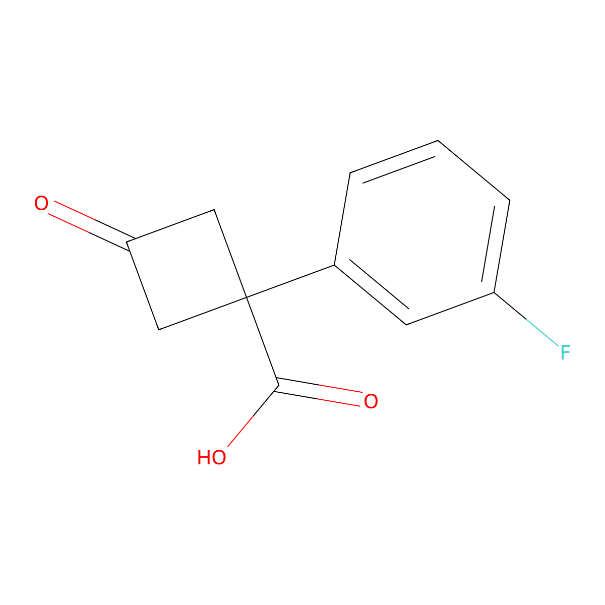 1-(3-Fluorophenyl)-3-oxocyclobutane-1-carboxylic acid molecular structure, CAS 1340057-45-5