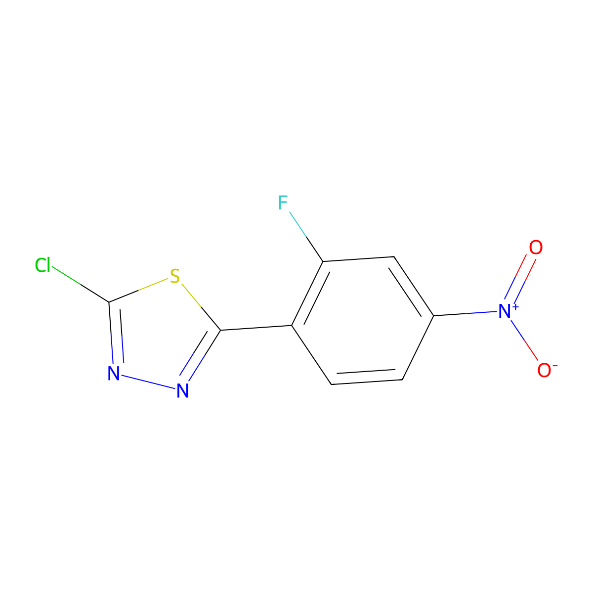 2-Chloro-5-(2-fluoro-4-nitrophenyl)-1,3,4-thiadiazole molecular structure, CAS 1340057-97-7