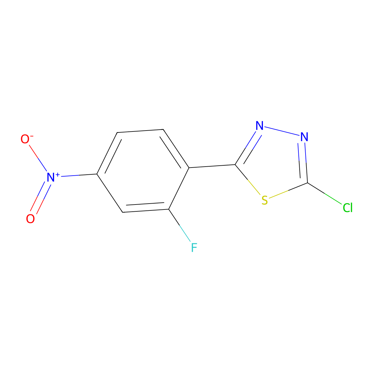 2-Chloro-5-(2-fluoro-4-nitrophenyl)-1,3,4-thiadiazole molecular structure, CAS 1340057-97-7