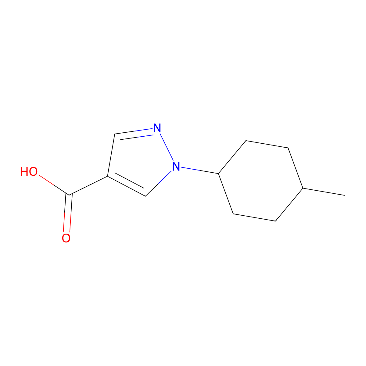 1-(4-methylcyclohexyl)-1H-pyrazole-4-carboxylic acid molecular structure, CAS 1340059-01-9