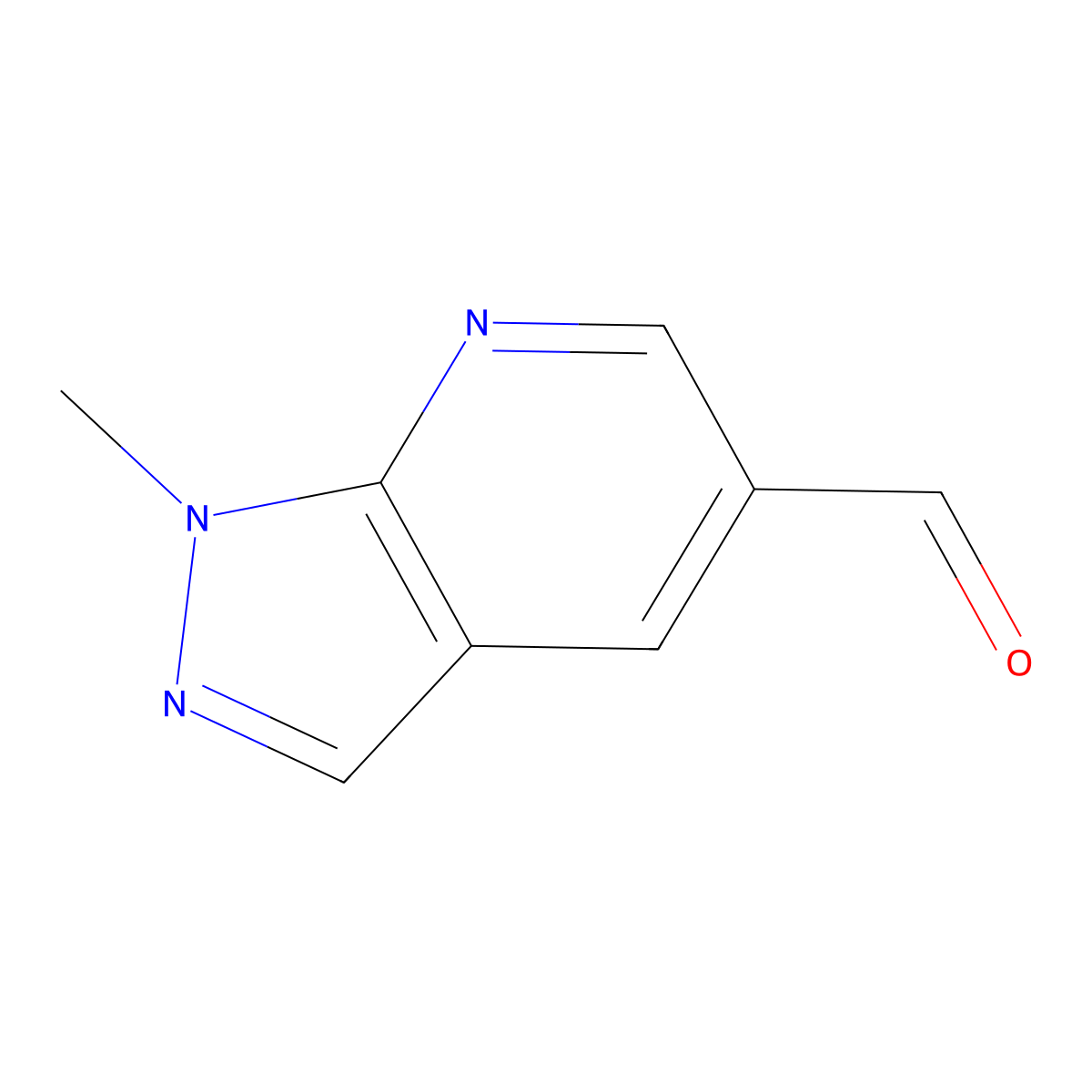 1-methyl-1H-pyrazolo(3,4-b)pyridine-5-carbaldehyde molecular structure, CAS 1340062-44-3