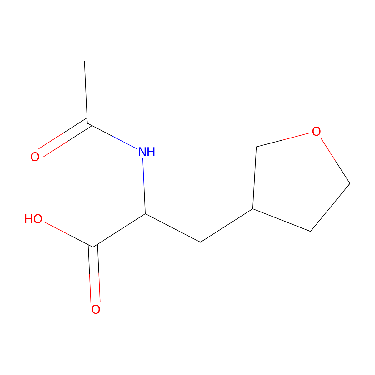 2-Acetamido-3-(oxolan-3-yl)propanoic acid molecular structure, CAS 1340069-19-3