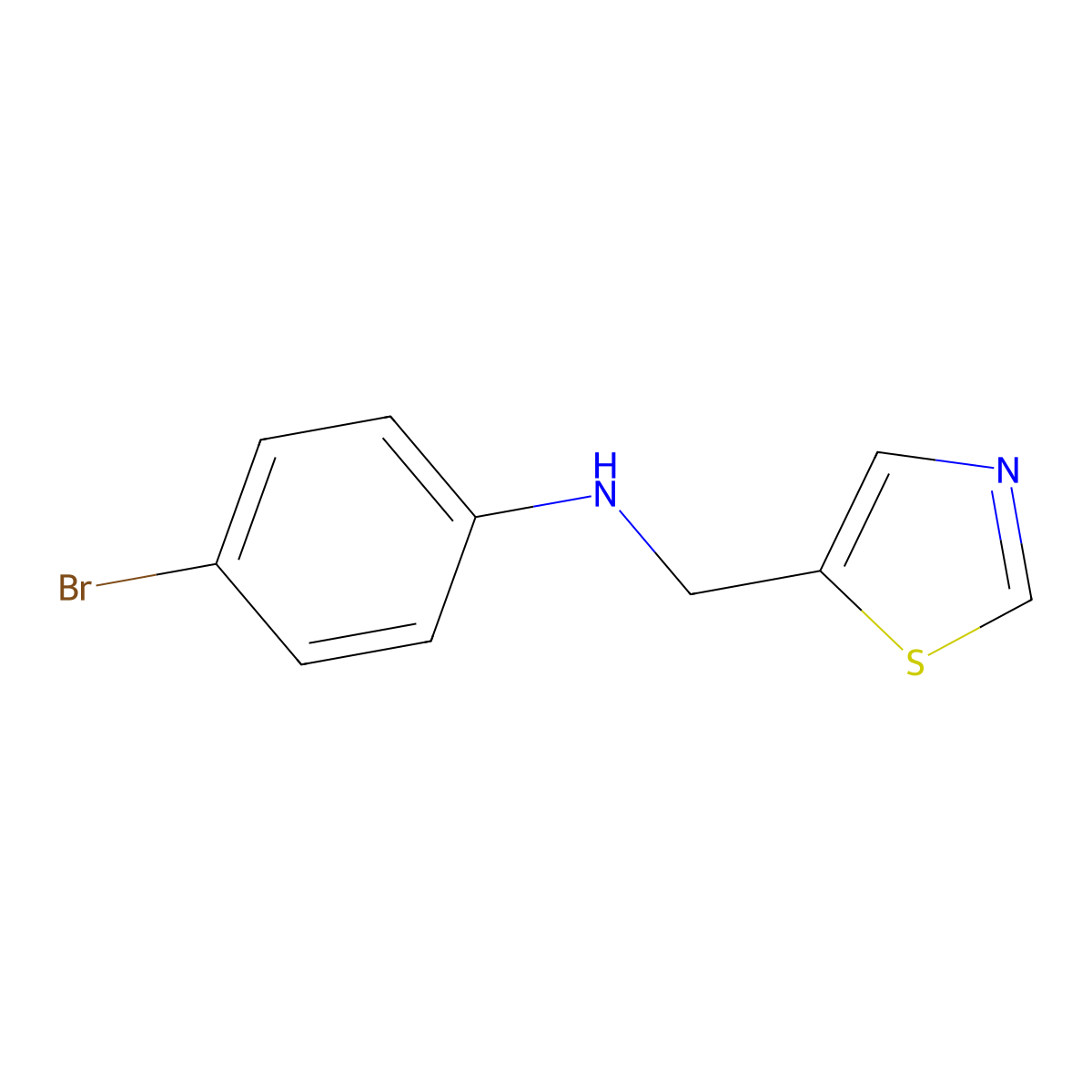 4-bromo-N-[(1,3-thiazol-5-yl)methyl]aniline molecular structure, CAS 1340070-80-5