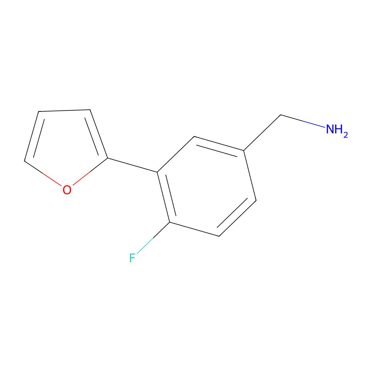 (4-Fluoro-3-(furan-2-yl)phenyl)methanamine molecular structure, CAS 1340071-13-7