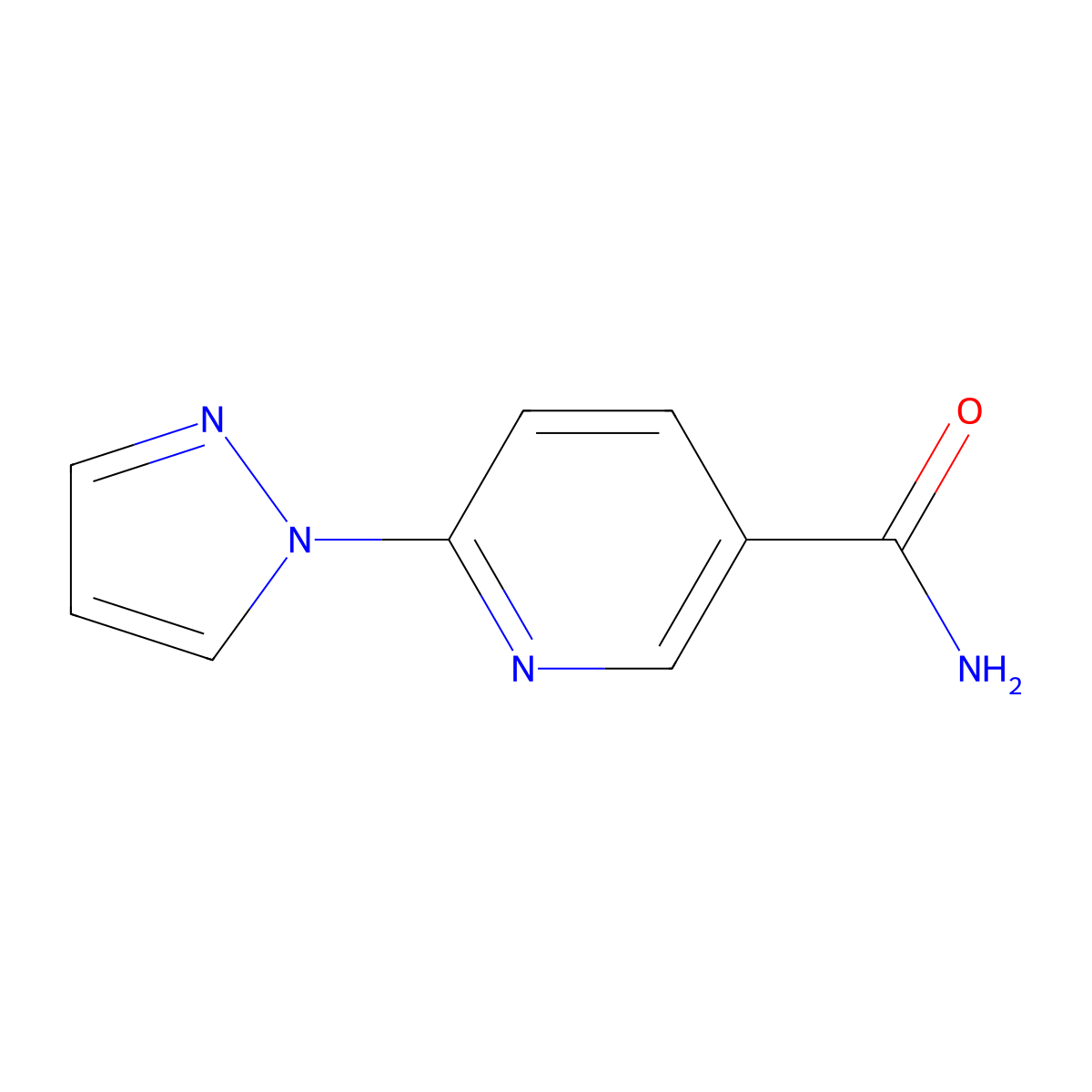 6-(1H-pyrazol-1-yl)nicotinamide molecular structure, CAS 1340071-82-0
