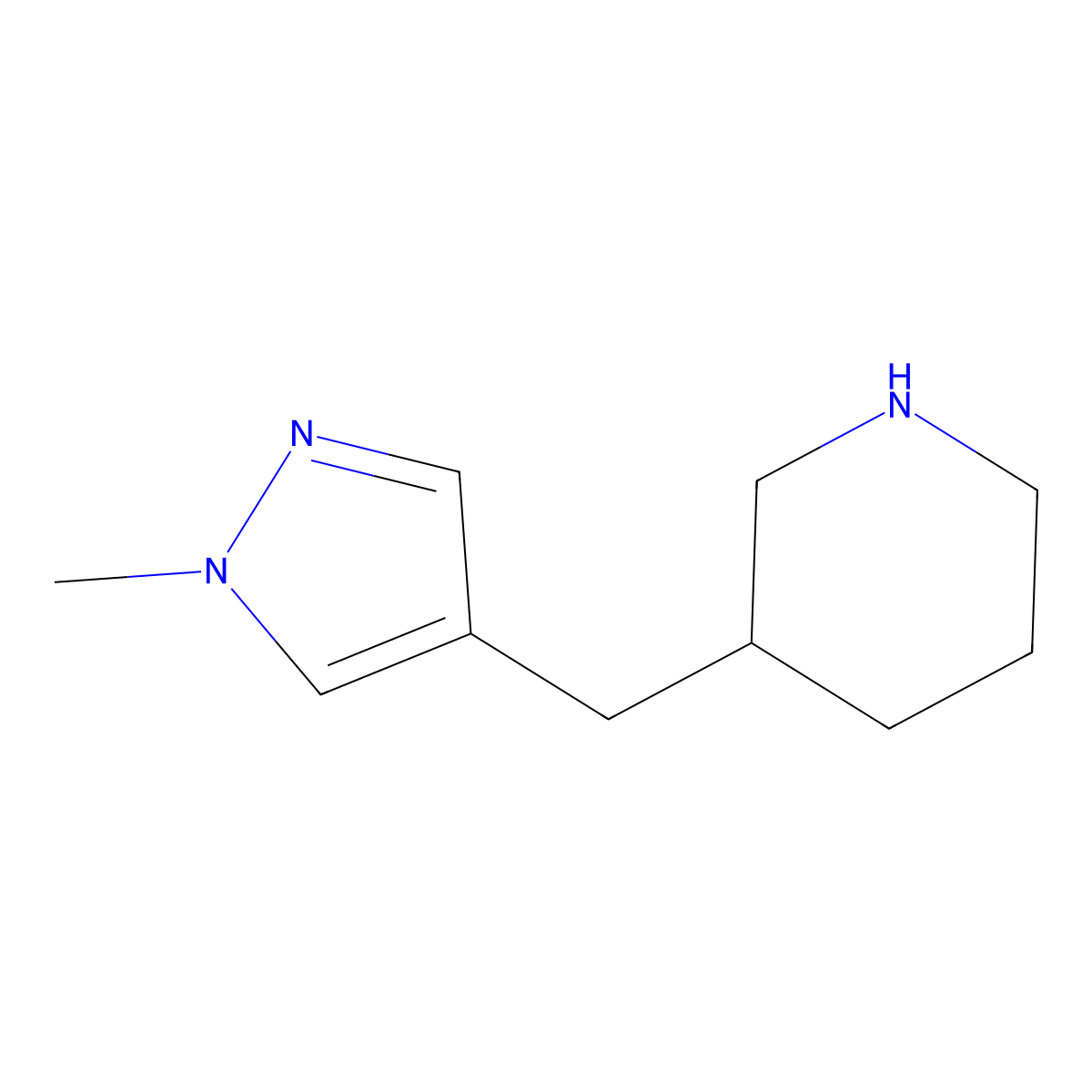 3-[(1-methyl-1H-pyrazol-4-yl)methyl]piperidine molecular structure, CAS 1340072-23-2