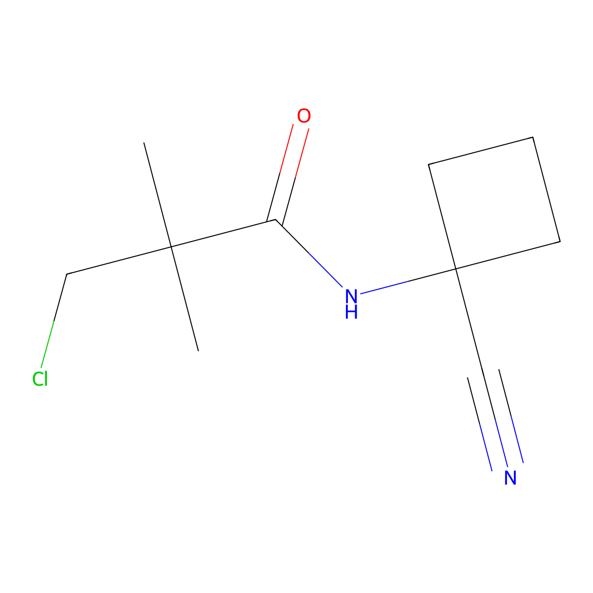 3-chloro-N-(1-cyanocyclobutyl)-2,2-dimethylpropanamide molecular structure, CAS 1340072-26-5