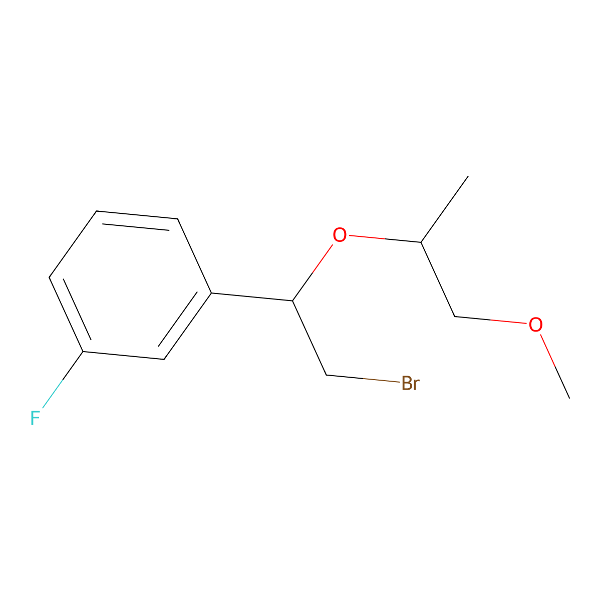 1-(2-Bromo-1-((1-methoxypropan-2-yl)oxy)ethyl)-3-fluorobenzene molecular structure, CAS 1340075-89-9