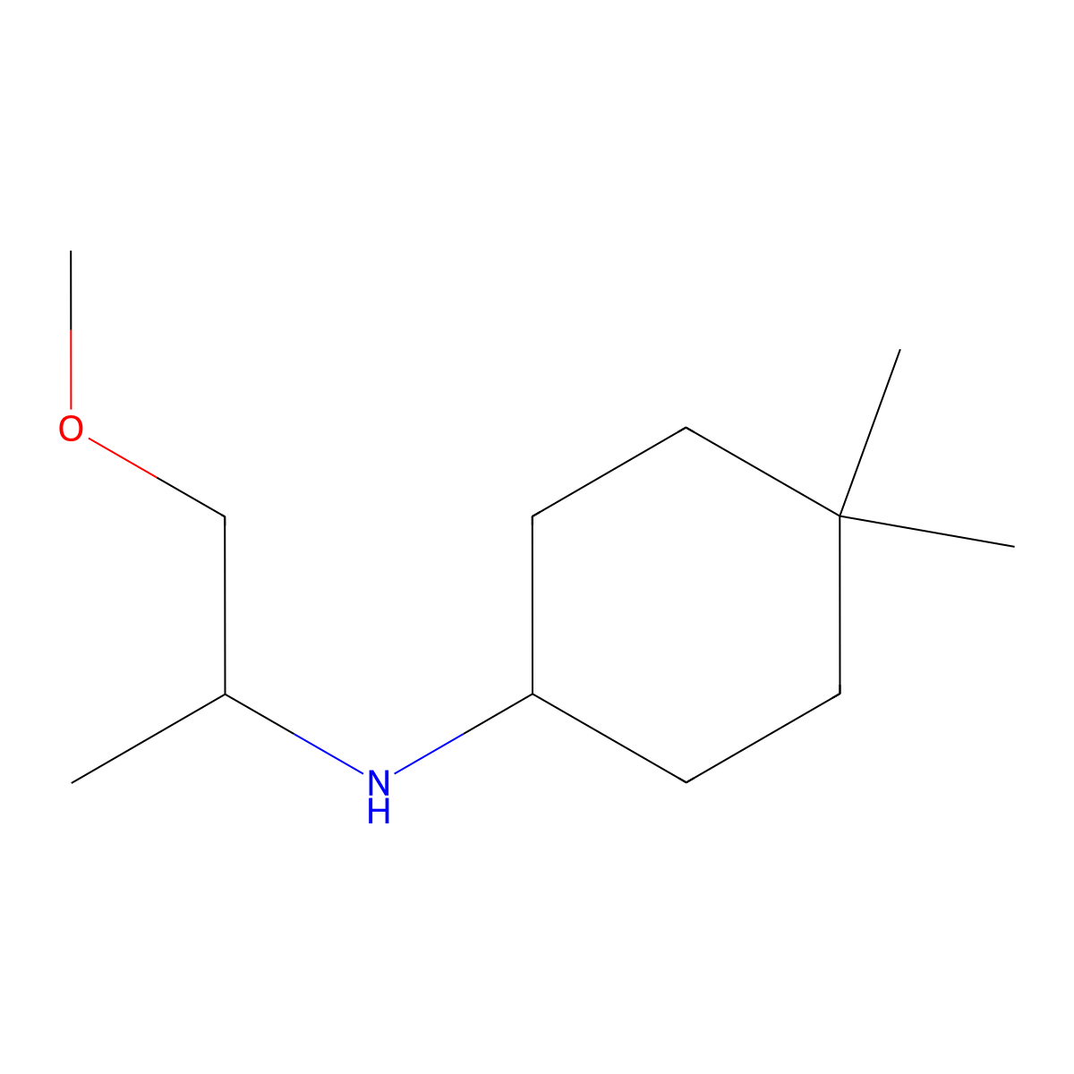 N-(1-methoxypropan-2-yl)-4,4-dimethylcyclohexan-1-amine molecular structure, CAS 1340076-64-3