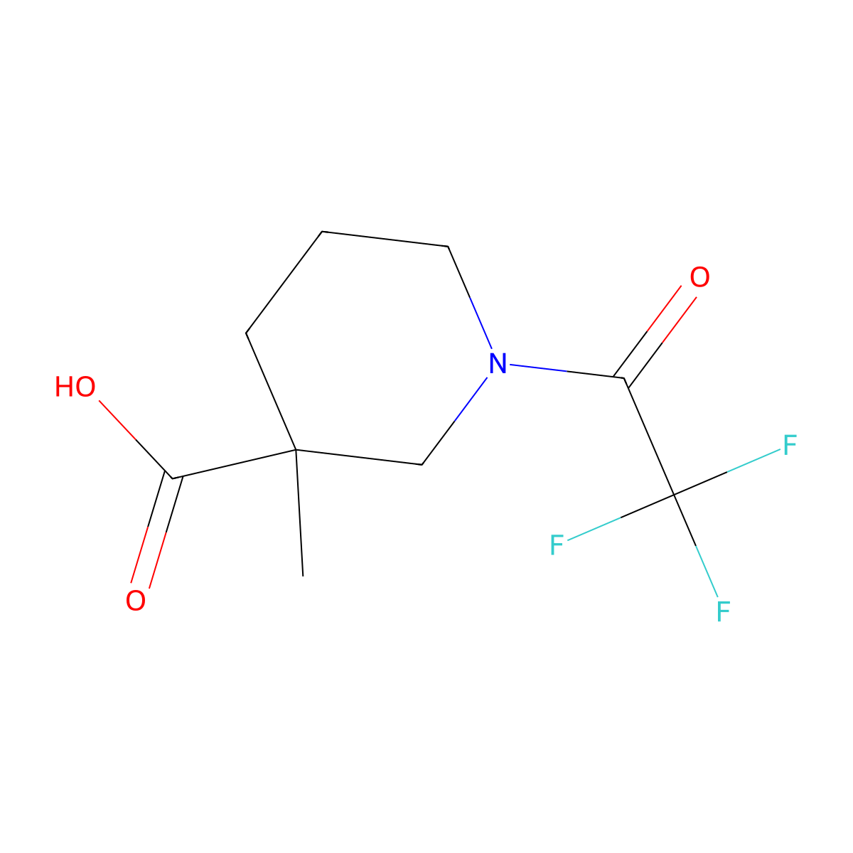 3-Methyl-1-(trifluoroacetyl)piperidine-3-carboxylic acid molecular structure, CAS 1340077-58-8