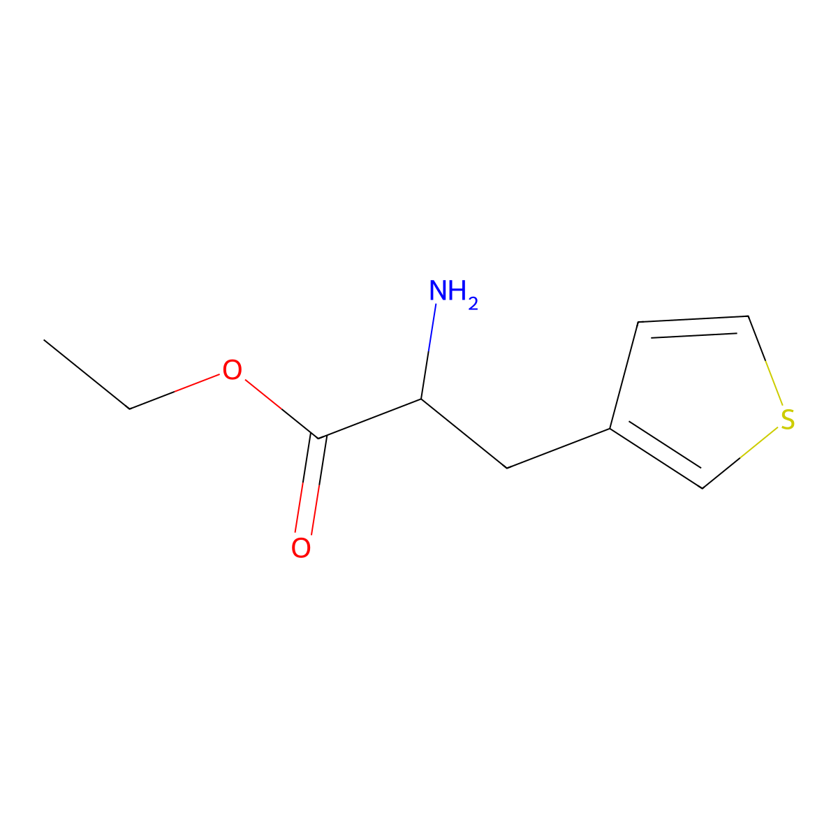 Ethyl 2-amino-3-(thiophen-3-yl)propanoate molecular structure, CAS 1340078-50-3