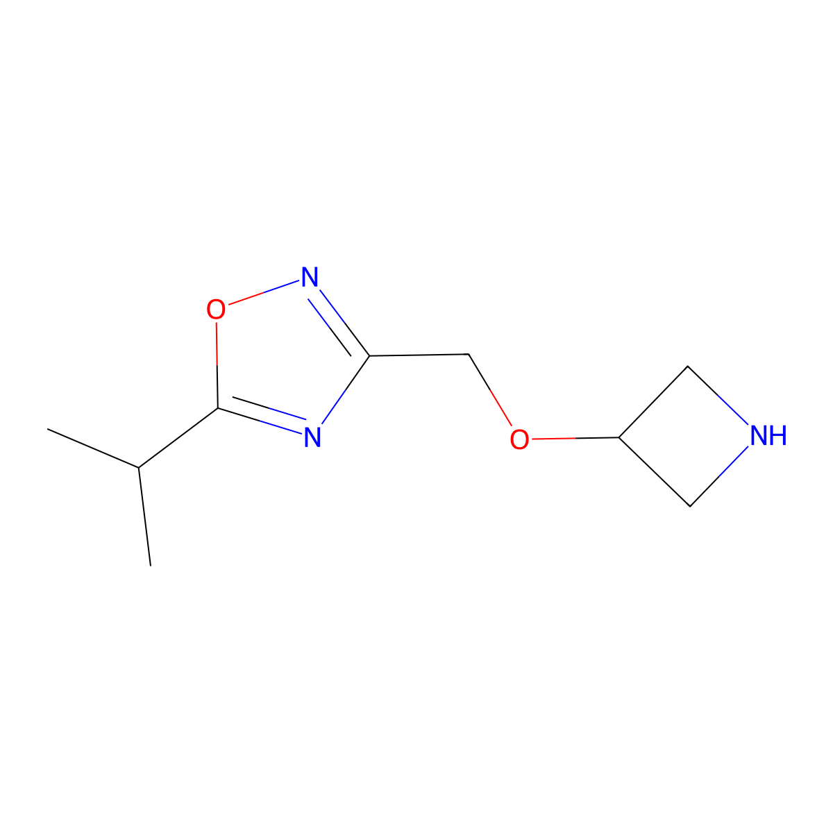 3-((Azetidin-3-yloxy)methyl)-5-isopropyl-1,2,4-oxadiazole molecular structure, CAS 1340078-98-9