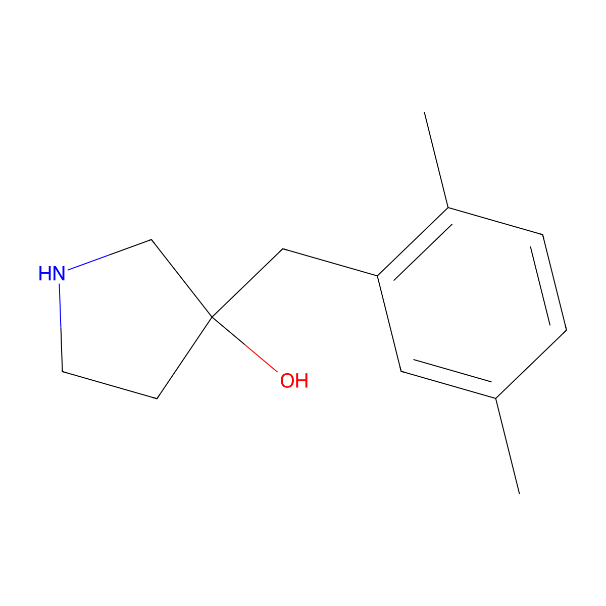 3-[(2,5-Dimethylphenyl)methyl]pyrrolidin-3-ol molecular structure, CAS 1340080-11-6