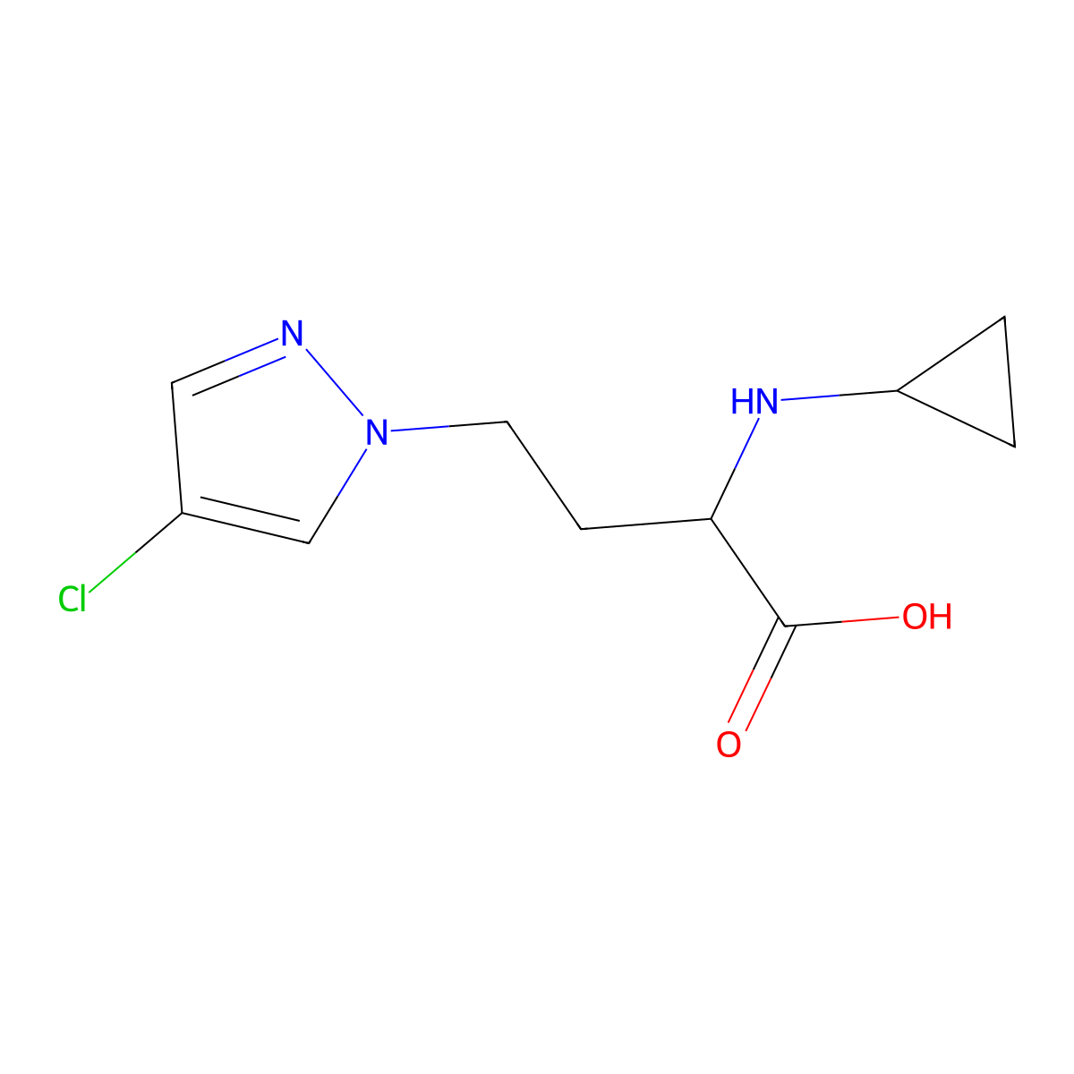 4-(4-Chloro-1h-pyrazol-1-yl)-2-(cyclopropylamino)butanoic acid molecular structure, CAS 1340080-55-8