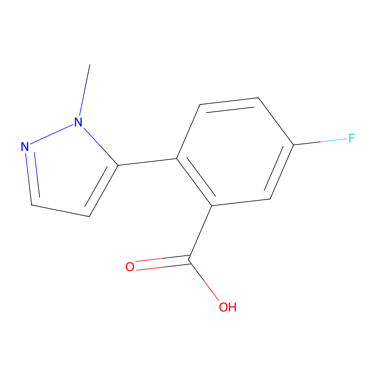 5-fluoro-2-(1-methyl-1H-pyrazol-5-yl)benzoic acid molecular structure, CAS 1340085-77-9