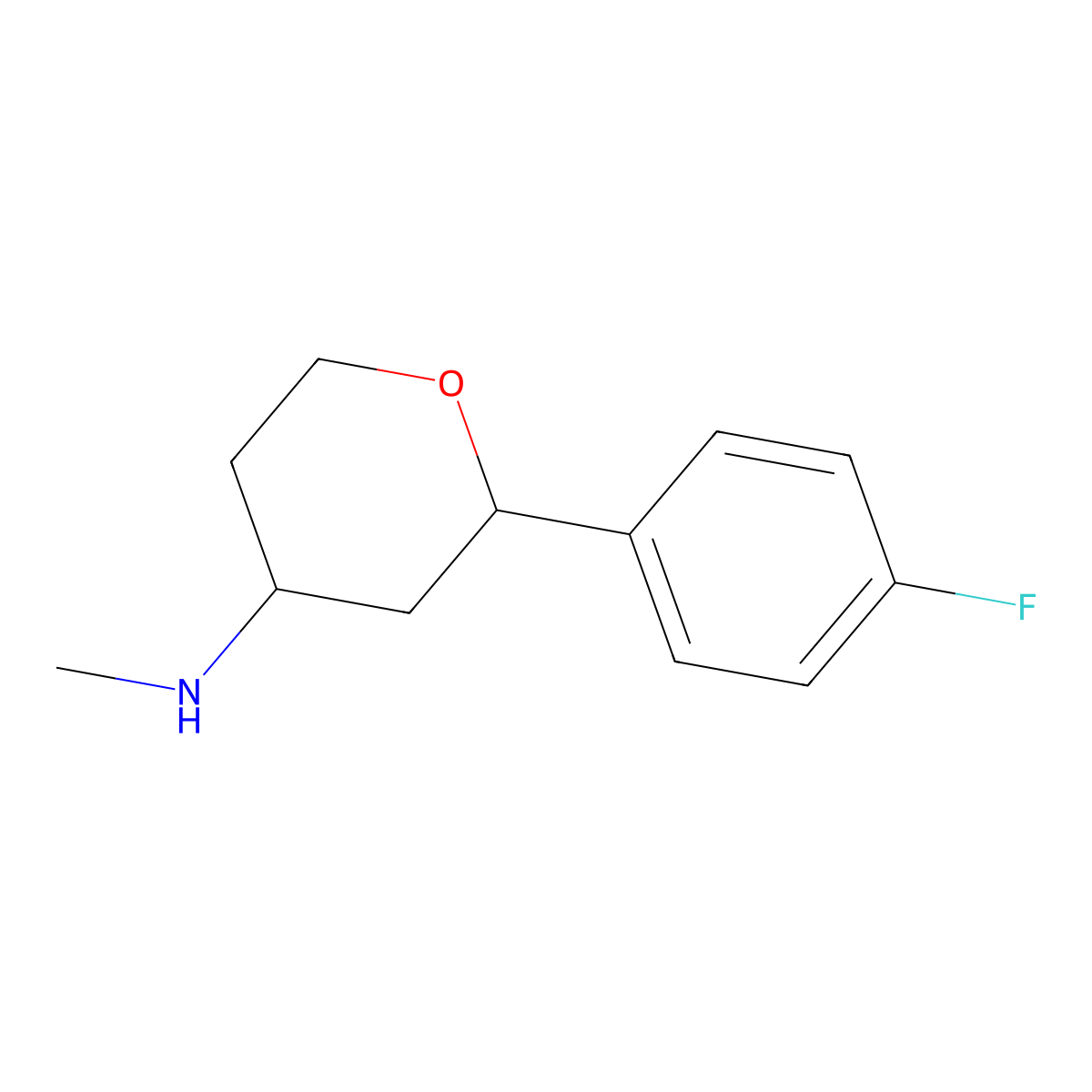 2-(4-Fluorophenyl)-N-methyltetrahydro-2H-pyran-4-amine molecular structure, CAS 1340086-05-6
