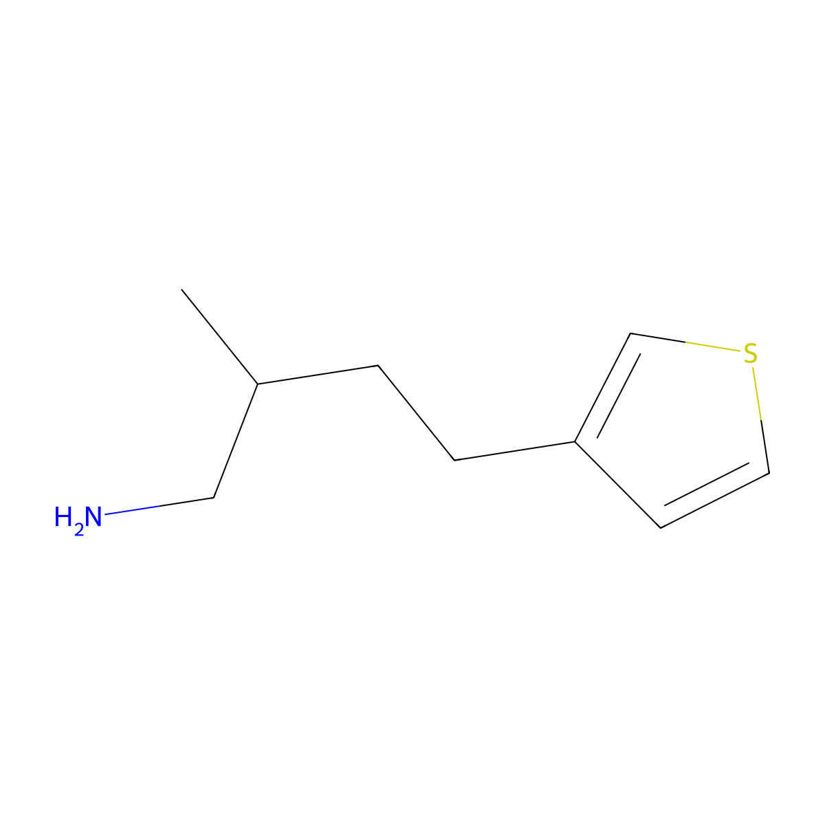 2-Methyl-4-(thiophen-3-yl)butan-1-amine molecular structure, CAS 1340089-37-3