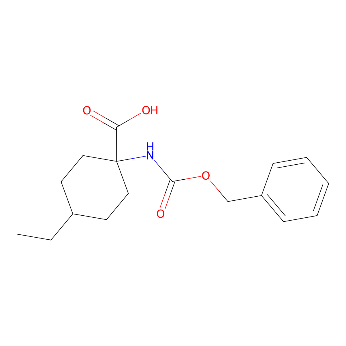 1-{[(Benzyloxy)carbonyl]amino}-4-ethylcyclohexane-1-carboxylic acid molecular structure, CAS 1340090-18-7