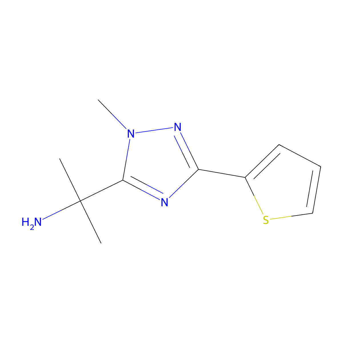 2-(1-Methyl-3-(thiophen-2-yl)-1h-1,2,4-triazol-5-yl)propan-2-amine molecular structure, CAS 1340090-28-9