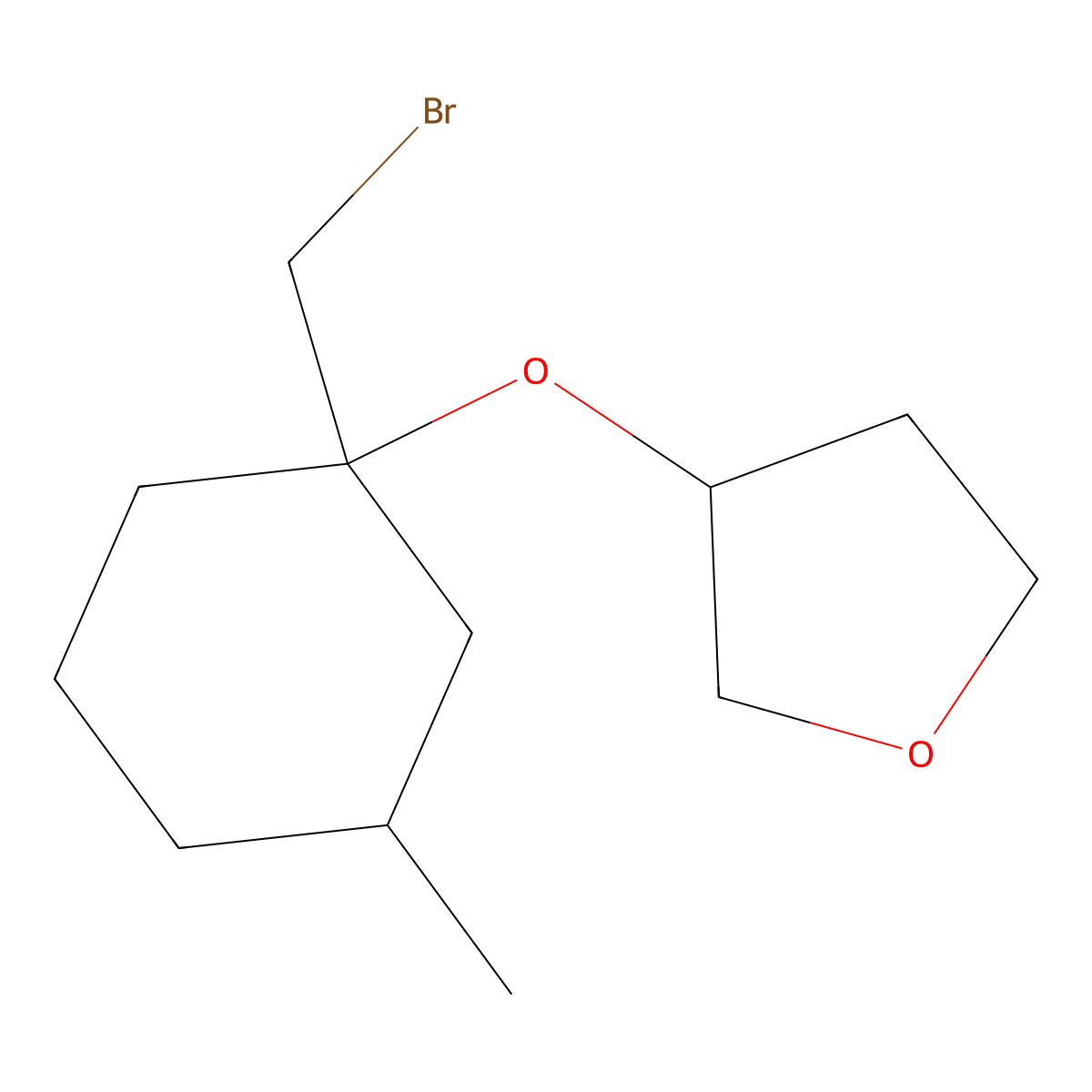 3-{[1-(Bromomethyl)-3-methylcyclohexyl]oxy}oxolane molecular structure, CAS 1340095-72-8